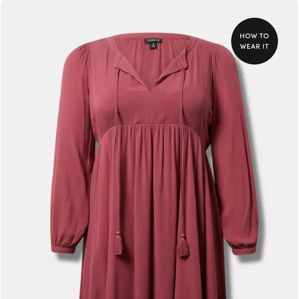 Torrid Pink Long Sleeve Sundress with V-Neck